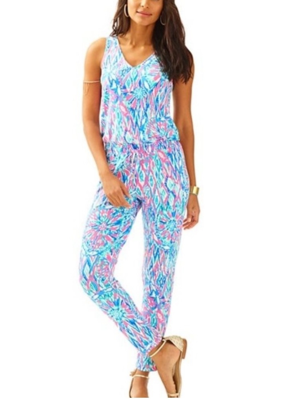 Lilly Pulitzer Paulina Jumpsuit Tiki Pink Shake It Up Print Excellent Size XS - Picture 7 of 7